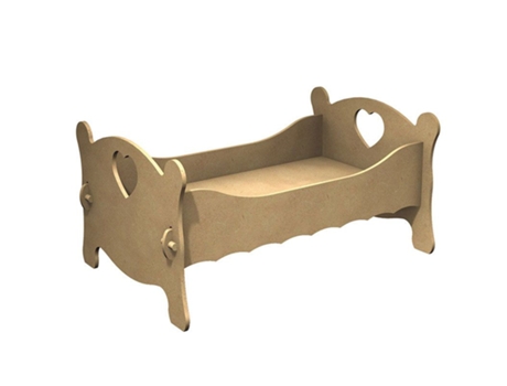 Cama de boneca de madeira MDF para decorar - 47 x 31 cm Gomille