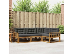 Vidaxl Conjunto De Sofás Para Exterior 4 Pcs Natural E Antracite