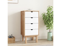 Vidaxl Armário Gavetas Otta 45x39x90 Cm Pinho Maciço Castanho/branco
