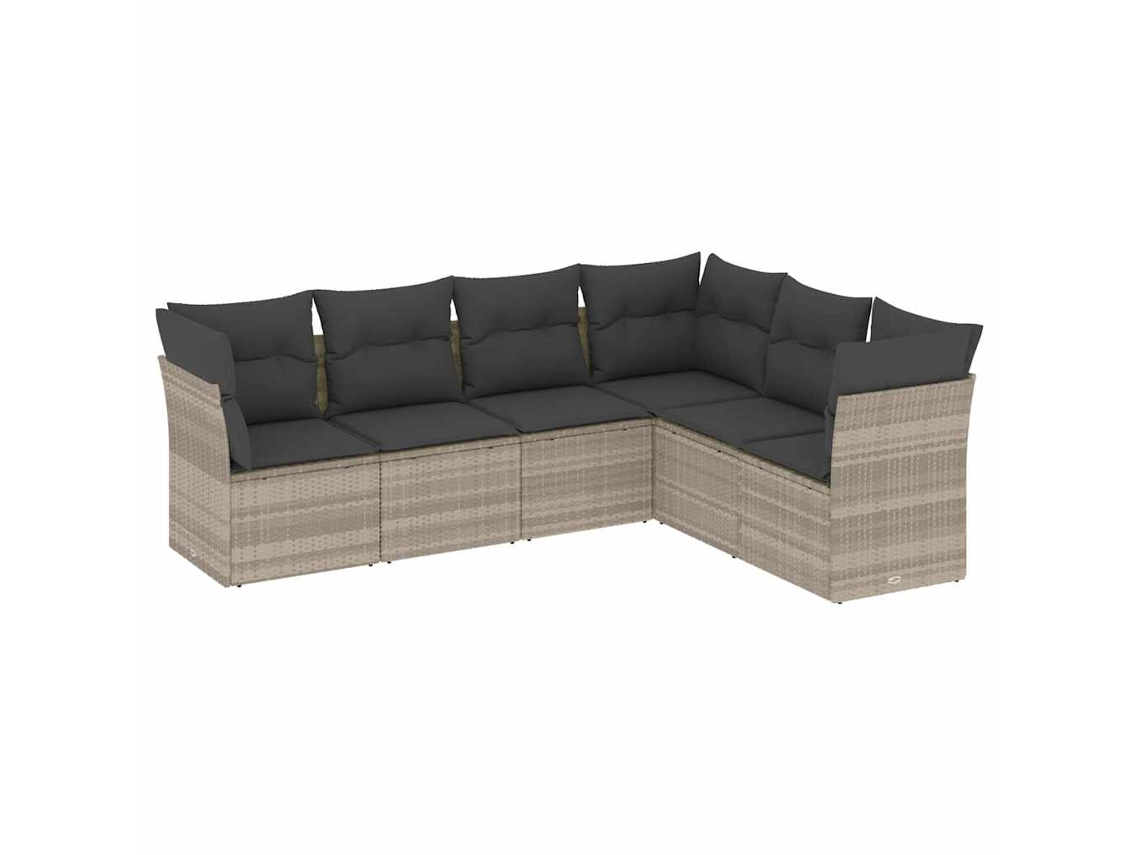 Conjunto de 6 Sofás Jardim com Almofadões Vime Pe Cinzento Claro MAISON EXCLUSIVE (80x200 cm)