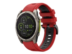 Bracelete para Garmin Fenix 8 Mip Silicone Esportivo Duas Cores (26mm) Vermelho + Preto XIAOMOYU (51mm)