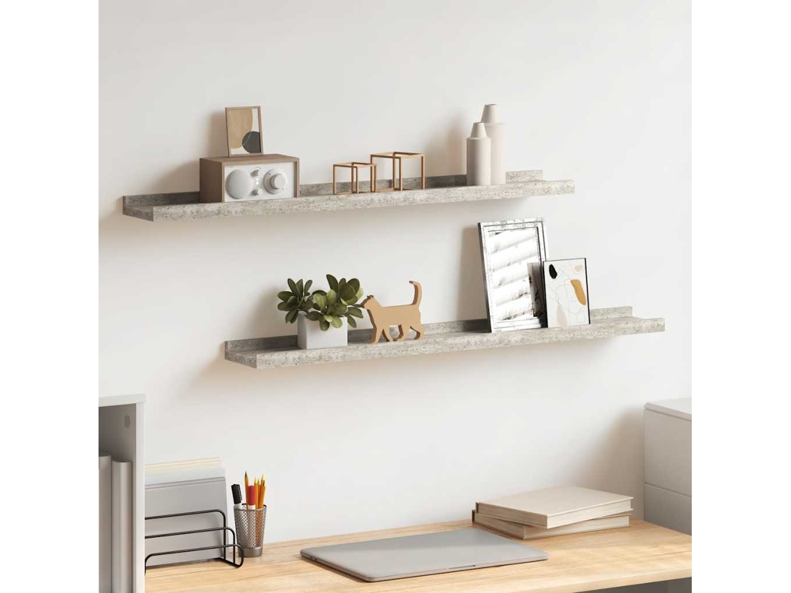 Vidaxl Prateleiras De Parede 2 Pcs 80x9x3 Cm Cinzento Cimento