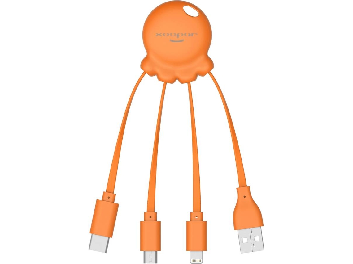 Cabo XOOPAR XP6104020A (USB - Micro-USB+Lightning+USB-C - 0.1m - Laranja)