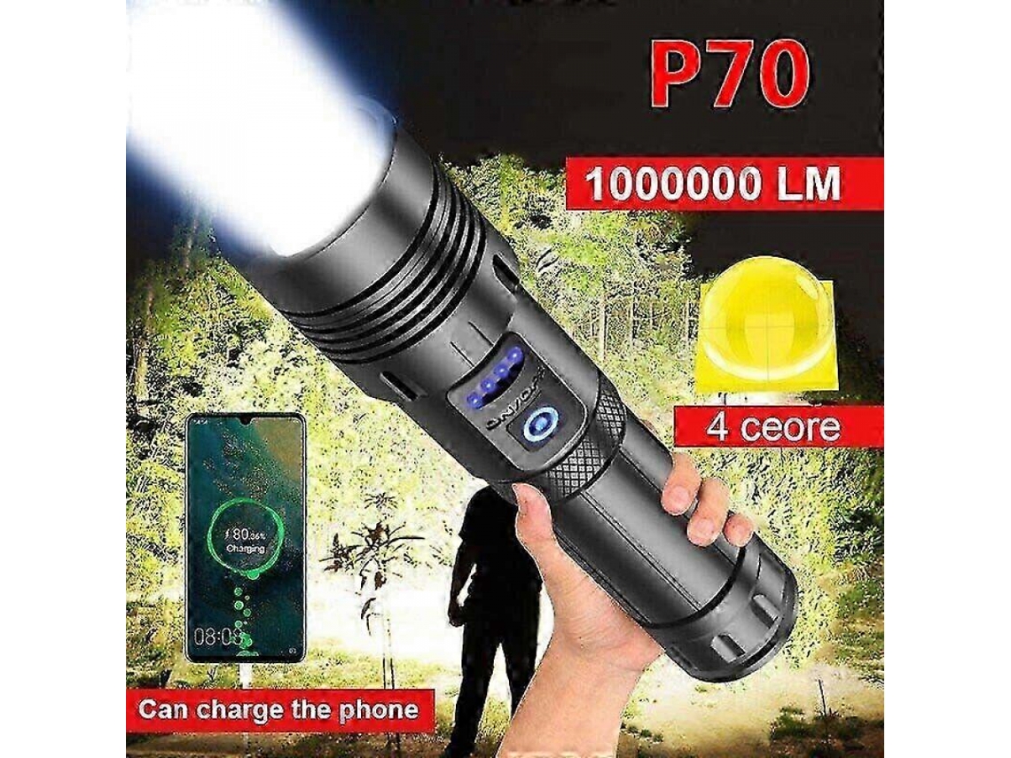 Lanterna Tática Led Superbrilhante De 1000000 Lúmens, Recarregável, Luz De Trabalho Led, Edição Aquaforge