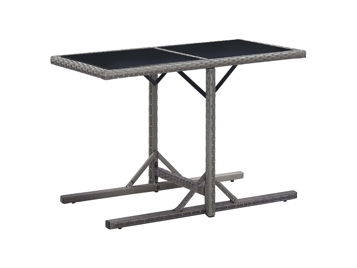 Vidaxl Mesa De Jardim 110x53x72 Cm Vidro E Vime Pe Antracite