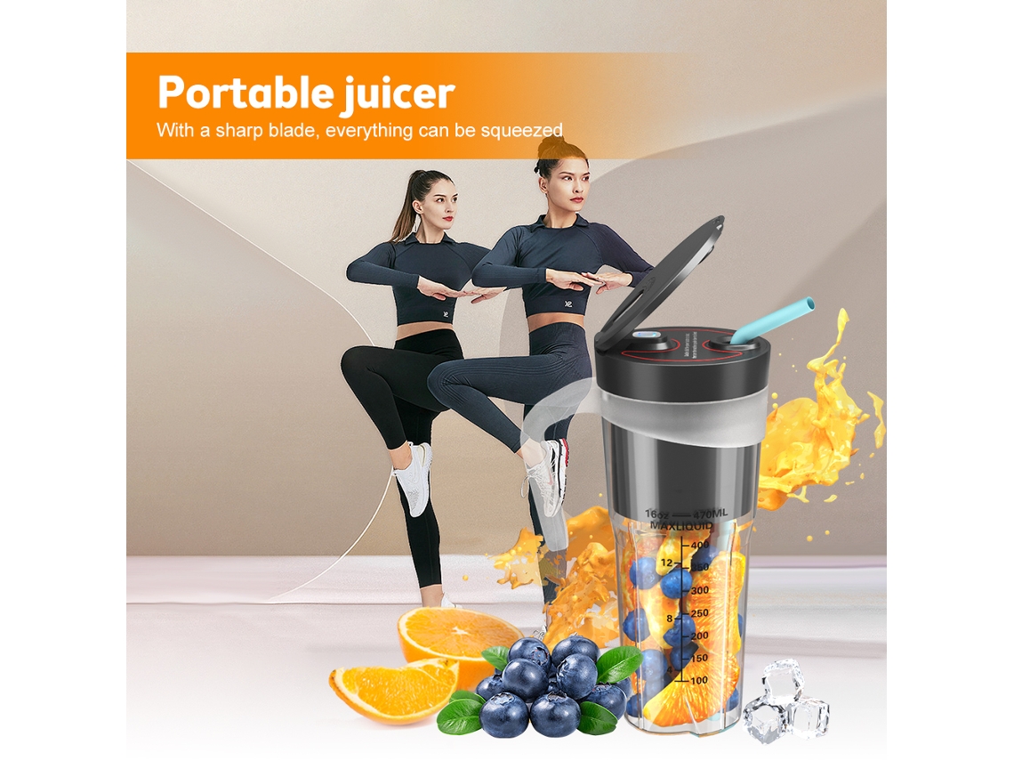 Licuadora Portátil 16 Oz Recarregável com Luz Led | S/MARCA