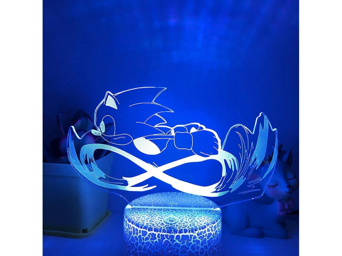 Luminria Noturna Justup Anime Sonic Correndo Eltrica Com Iluso 3d, Controle Remoto De 16 Cores Para Decorao De Quarto De Meni Aquaforge