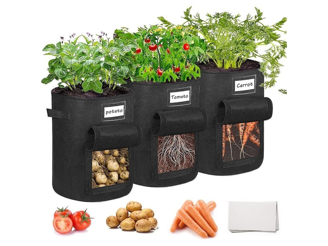 Bolsas De Cultivo De Papa, 3 Piezas Con Ventana Visible Y Asas, Para Papa Tomate Zanahoria Cebolla, Reutilizables