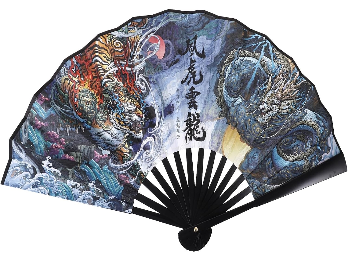 Leque Dobrável Masculino Collbath Em Tecido De Seda Tradicional Chinesa Vintage, Fácil De Dobrar E Guardar, E