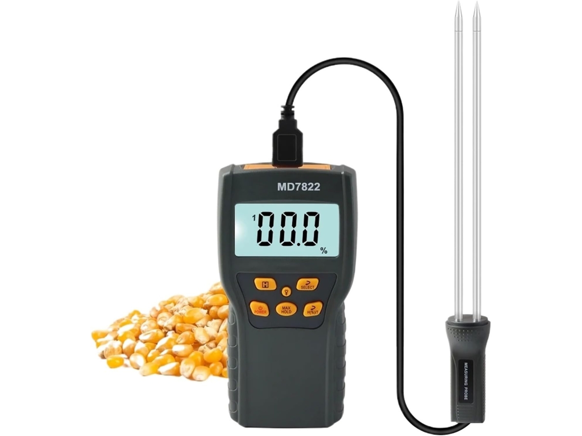 Analisador De Solo, Medidor Digital Umidade Para Grãos, Termômetro Alimentos, Higrômetro Com Sonda Longa