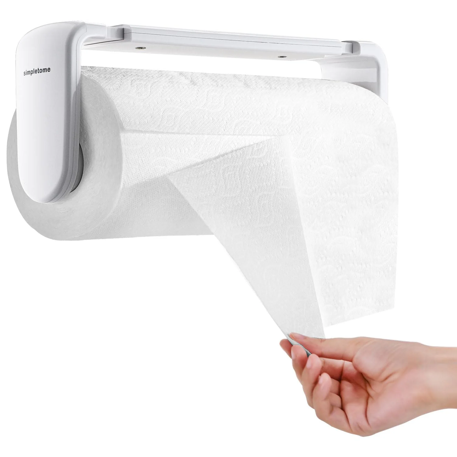 Suporte De Toalha Papel Ajustável Rasgo Com Uma Mão, Sob Montagem Na Parede Do Armário, Cabe Em Rolos 9,4-11", Plástico Abs, Organização Cozinha