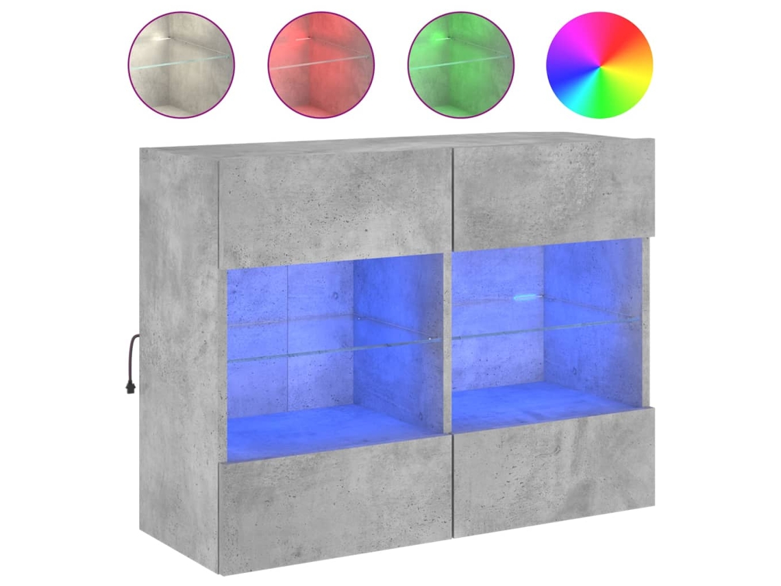 Móvel de Parede com Luzes Led Cinza Cimento MAISON EXCLUSIVE (78,5x30x60,5 cm)