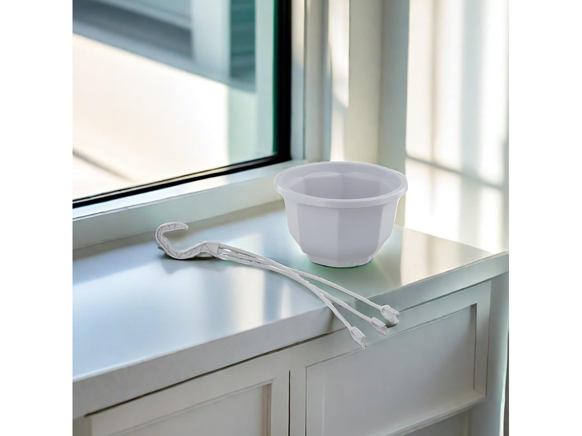 Vaso Suspenso de Plástico Branco com Gancho GOKOCO