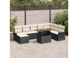 Vidaxl Conjunto De Sofá De Jardim 9 Unid. Preto Rattan Sintético