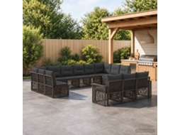 Vidaxl Conjunto De Sofá De Jardim 13 Unid. Cinza E Cinza Escuro