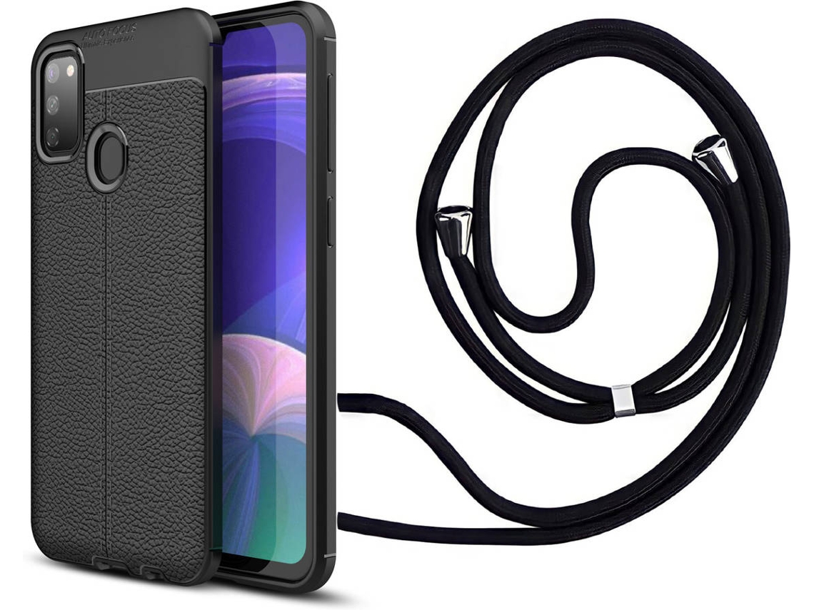 Capa Samsung M21 Rugged Leather com Fita Preto