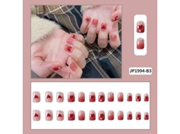Dicas de Unhas Falsas Artificiais Curta Rosa Transparente Coração Pessego Diy Estudante 24 Peças