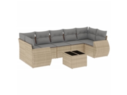 Conjunto de 8 sofás de jardim com almofadões Vime Pe Bege MAISON EXCLUSIVE (8 peças)