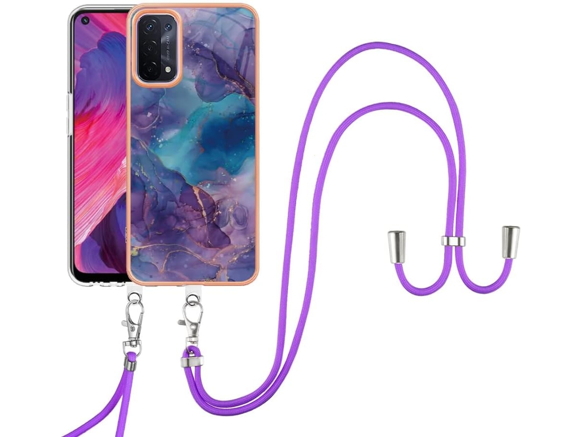 Correia Proteção Mármore Fino para Oppo Oppo A74 5G HONGWE. Textura Macia Anti-Choque Roxo