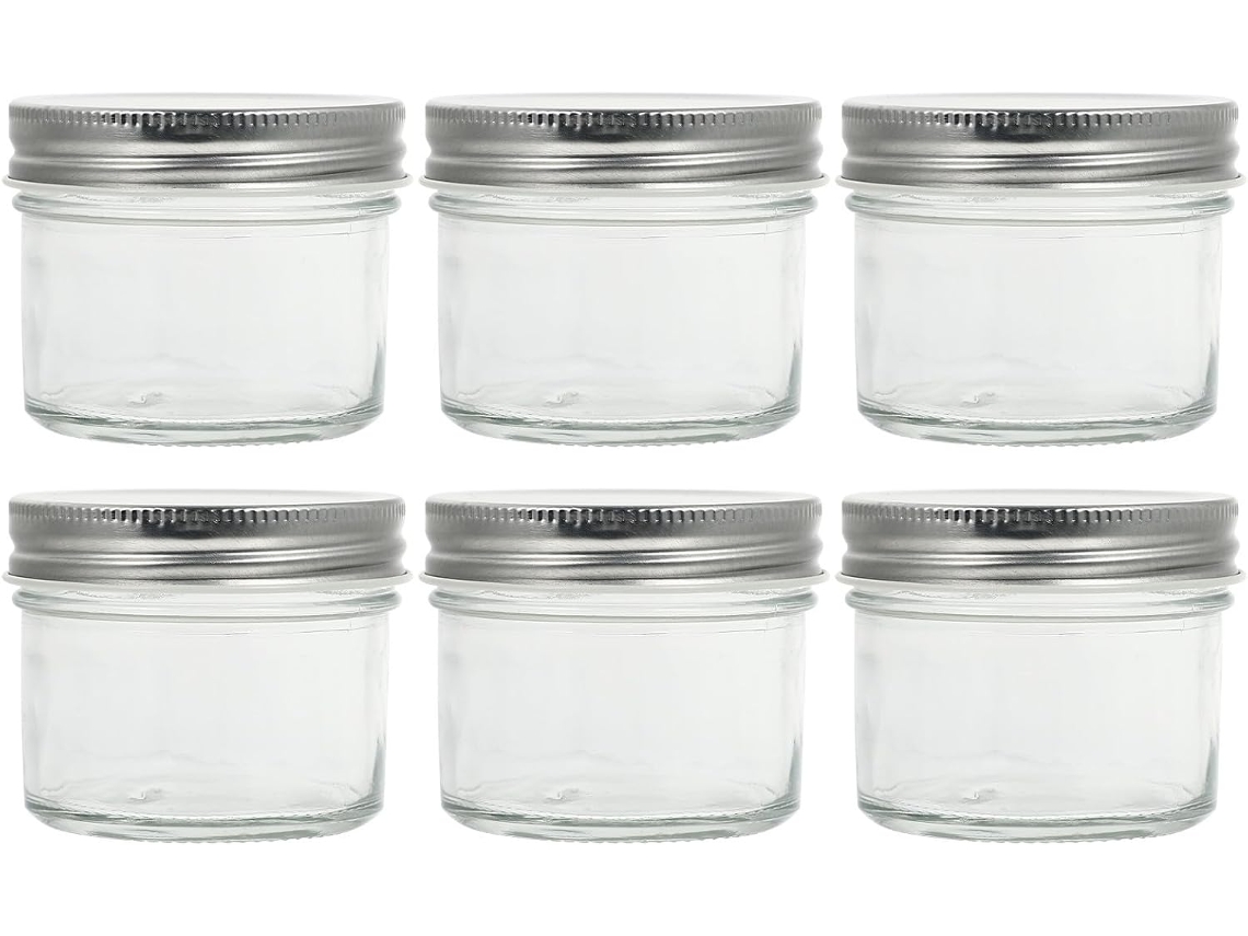 Conjunto De 6 Potes Vidro Herméticos 100ml Com Tampa Alumínio