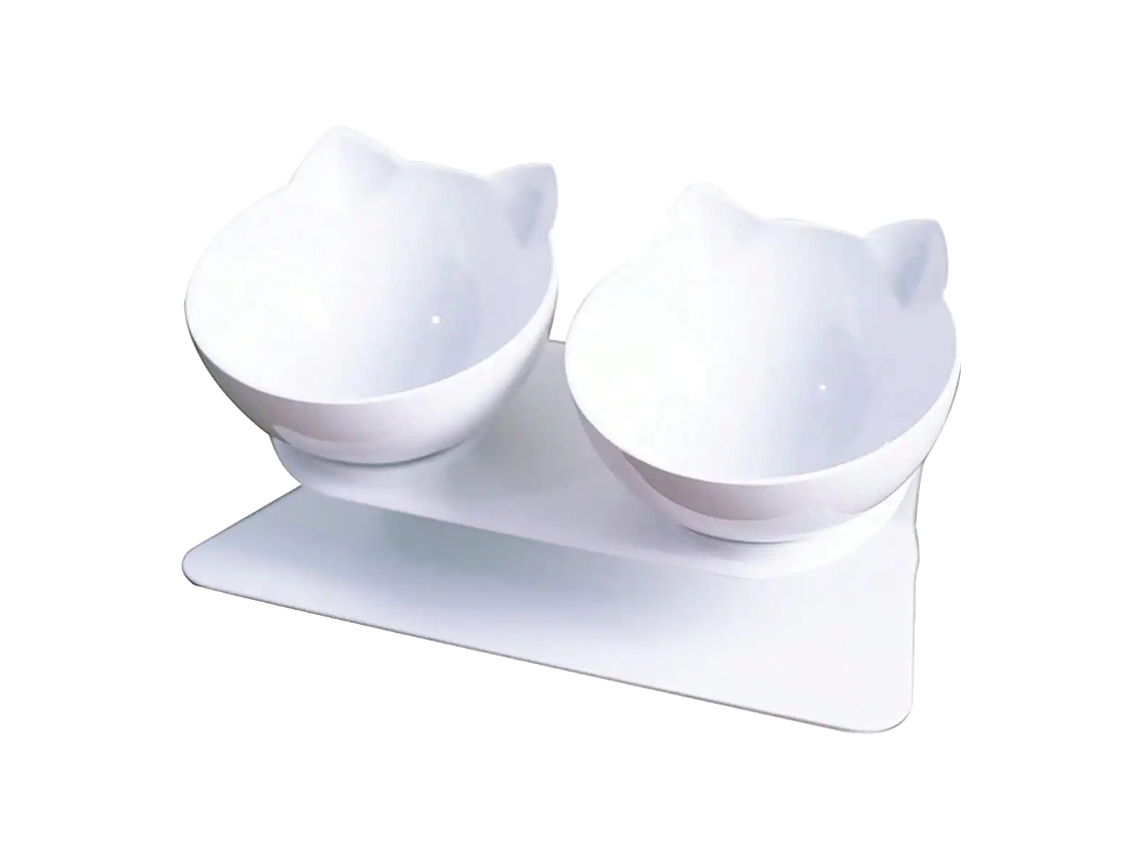 Tigela Para Pets, Design Elevado, Base Antiderrapante, Branco