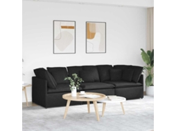 Vidaxl Sofá Modular Com Almofadas Tecido Preto