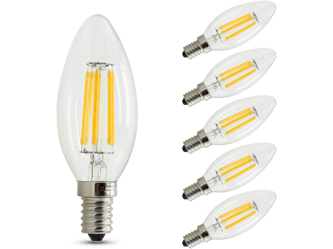 Lâmpada Led Vela Dimerizável E14 4w Branco Quente (2700k) 400 Lúmens Pacote com 6 ORBITRA COMMERCE (ponta em Chama)