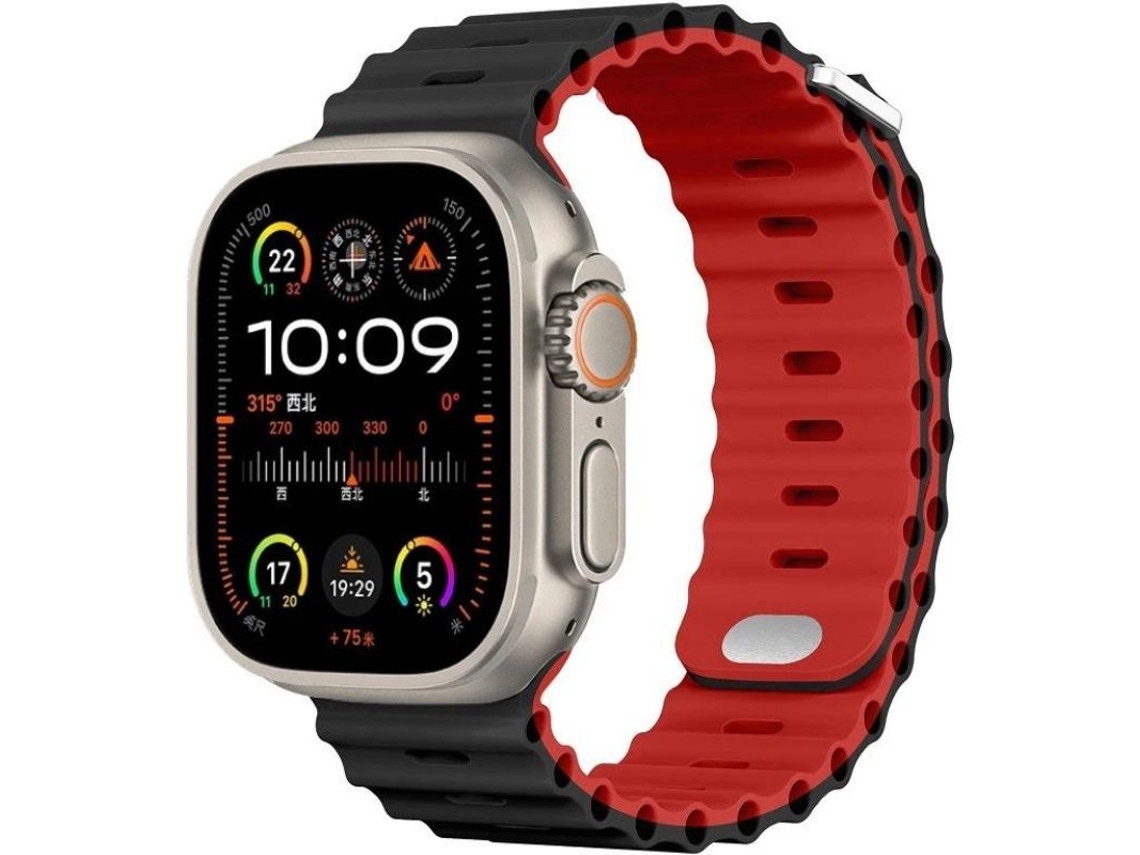 Pulseira Ocean Waves ORYSIN para Apple Watch 45mm vermelha e verde (45x45x1 cm)