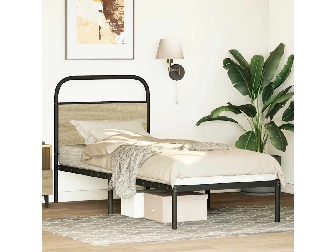 Cabecero de 75 cm, derivados de madera/acero, roble Sonoma