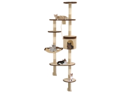 Vidaxl Árvore P/ Gatos Parede Arranhadores Sisal 194 Cm Bege/castanho