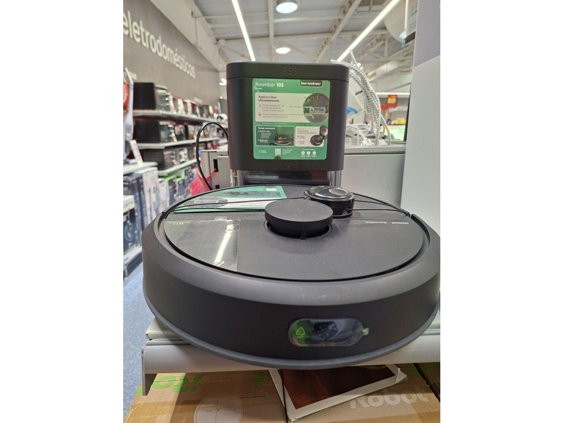 Aspirador Robô IROBOT Roomba 105 Combo Auto Empty (Outlet Caixa Aberta - Autonomia: 120 min - Preto)