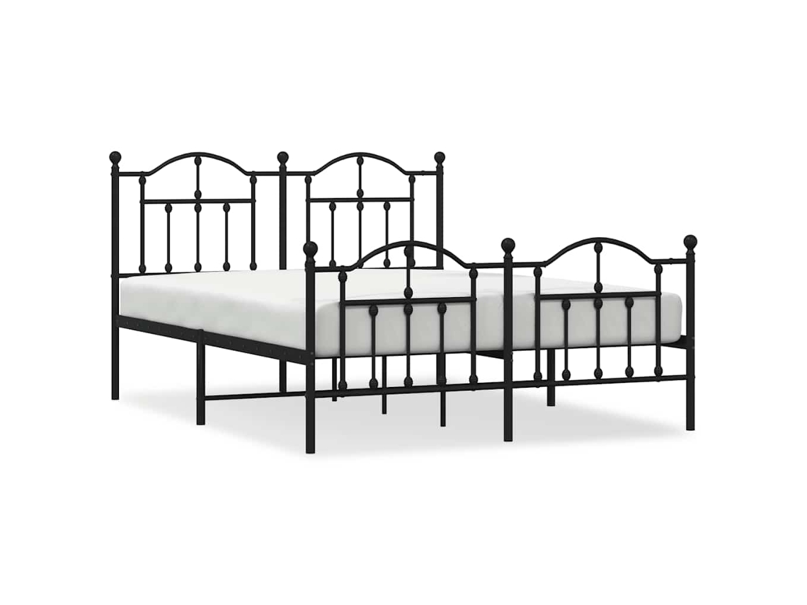 Bed Frame, Bed Frames Vidaxl Preto Aço (150 X 200 Cm)