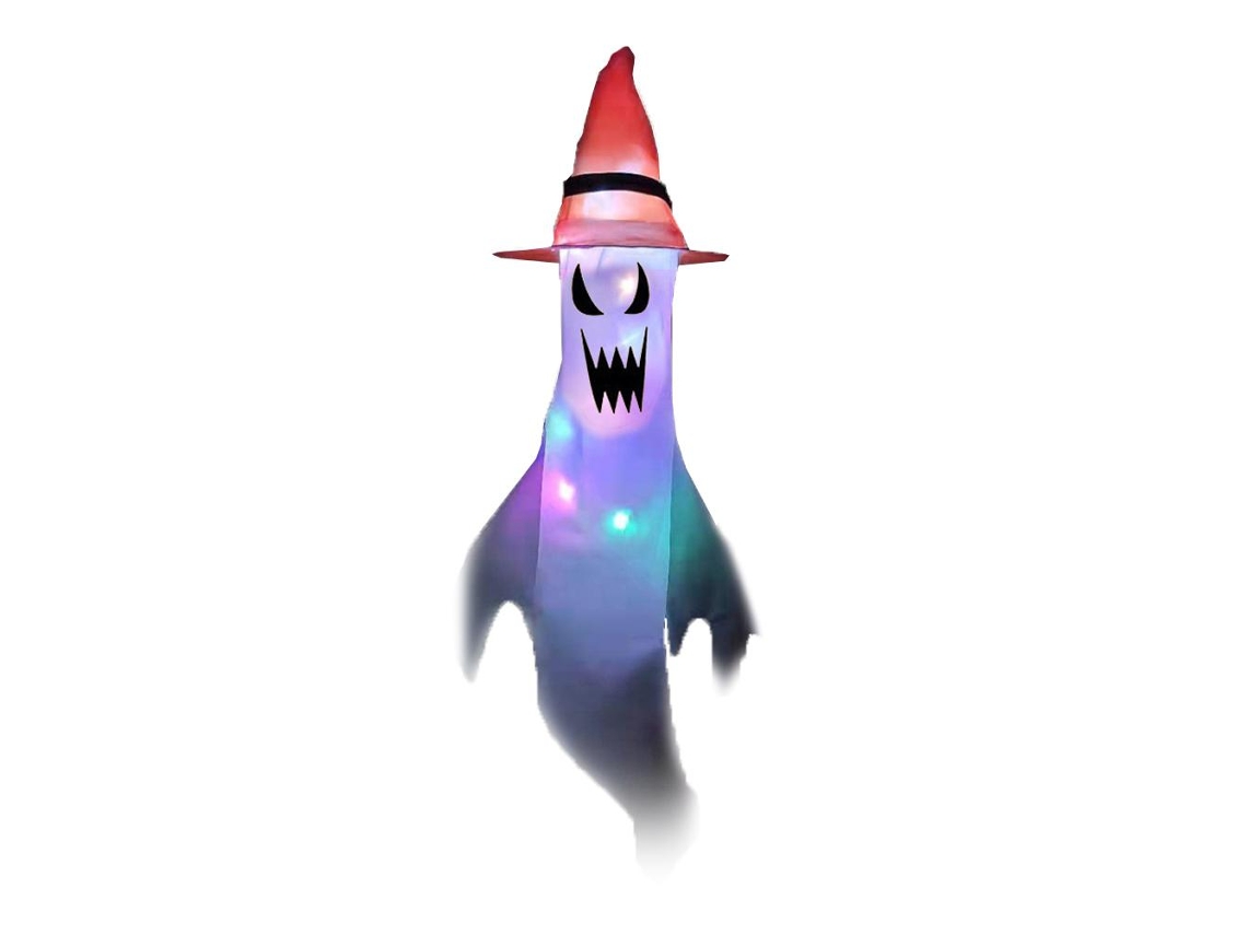 Fantasma de Halloween Mali com luzes LED para pendurar, decoração festiva de jardim.