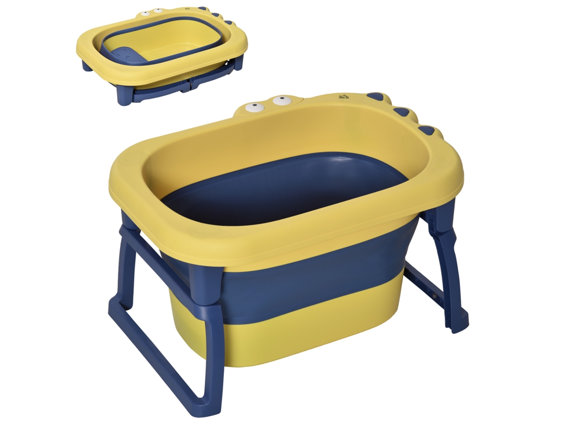 Banheira dobrável para bebês com pernas antiderrapantes 75,3x55,4x43cm amarelo azul MARCA