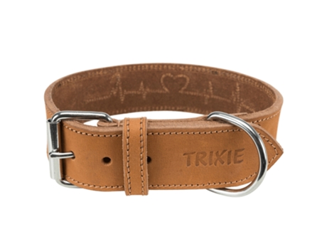 Coleira TRIXIE Rustic Heartbeat em Couro para Cão (Camel - Tamanho: 55 - 65 Cm/40 Mm)