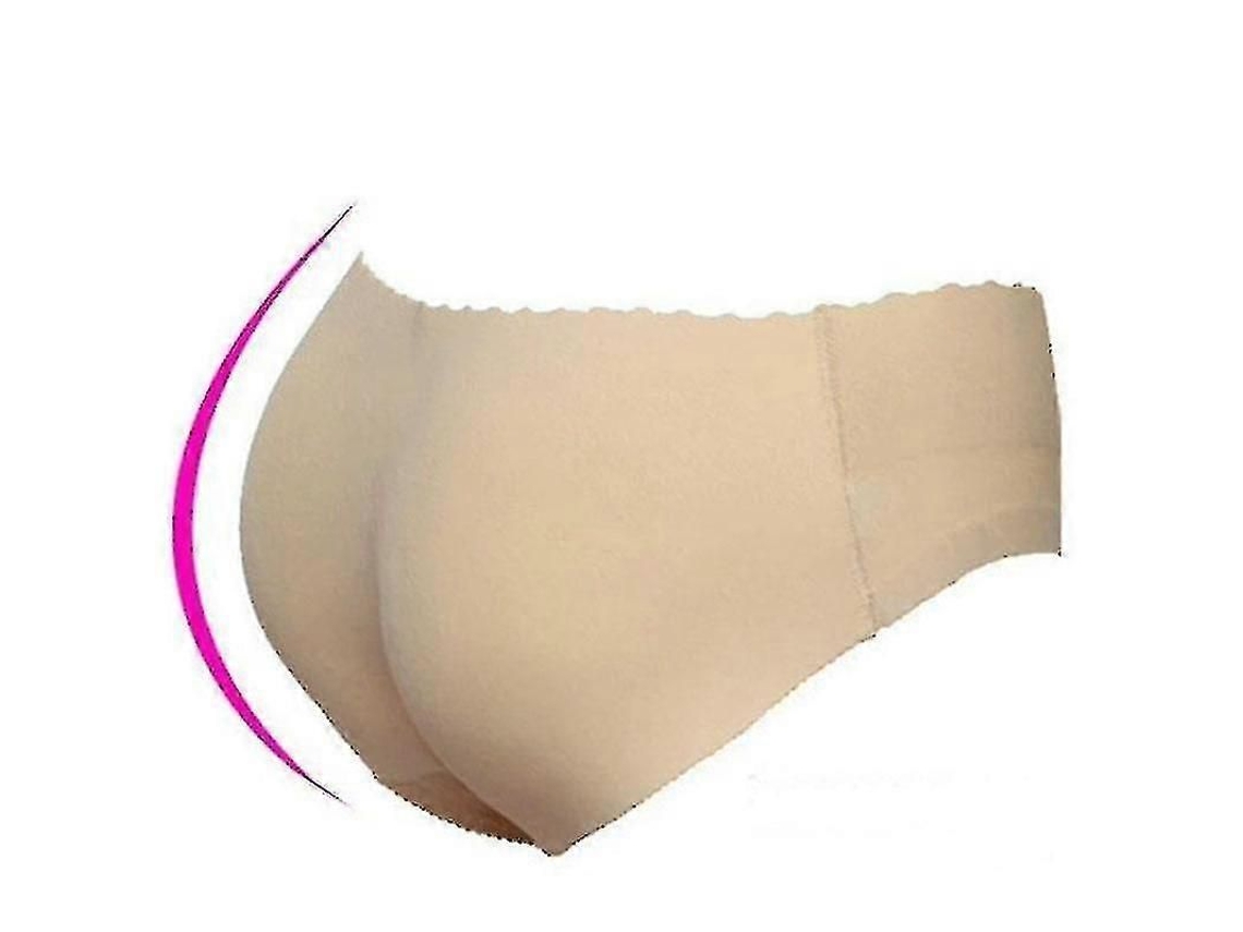 Calcinha modeladora feminina sem costura com bojo, efeito levanta bumbum, compressão média, tamanho M, cor Pele
