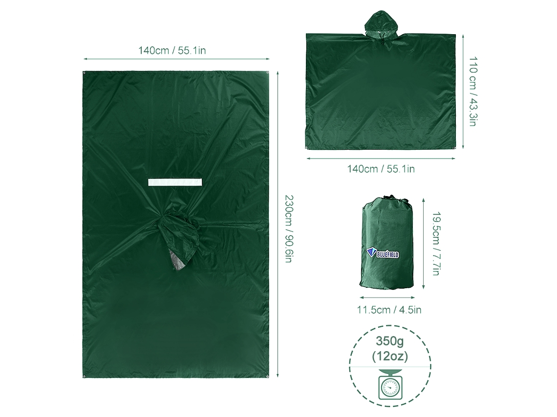 Poncho Impermeável com Capuz para Chuva Leve