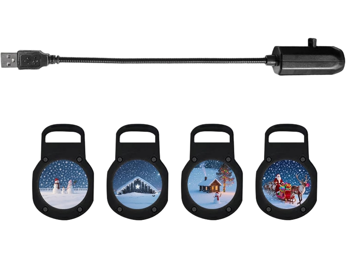 Projetor De Natal Com Luz Decorativa, Noturna Usb 4 Slides Temáticos E