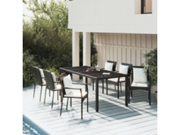 Vidaxl 7 Pcs Conjunto De Jantar P/ Jardim C/ Almofadões Vime Pe Preto