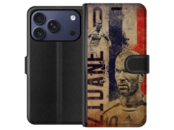 Capa Carteira Compatível Com Apple Iphone 17 Pro Com Imagem Retrô De Zinedine Zidane, Bandeira Francesa E Destaque Para A História Do Futebol Clássico