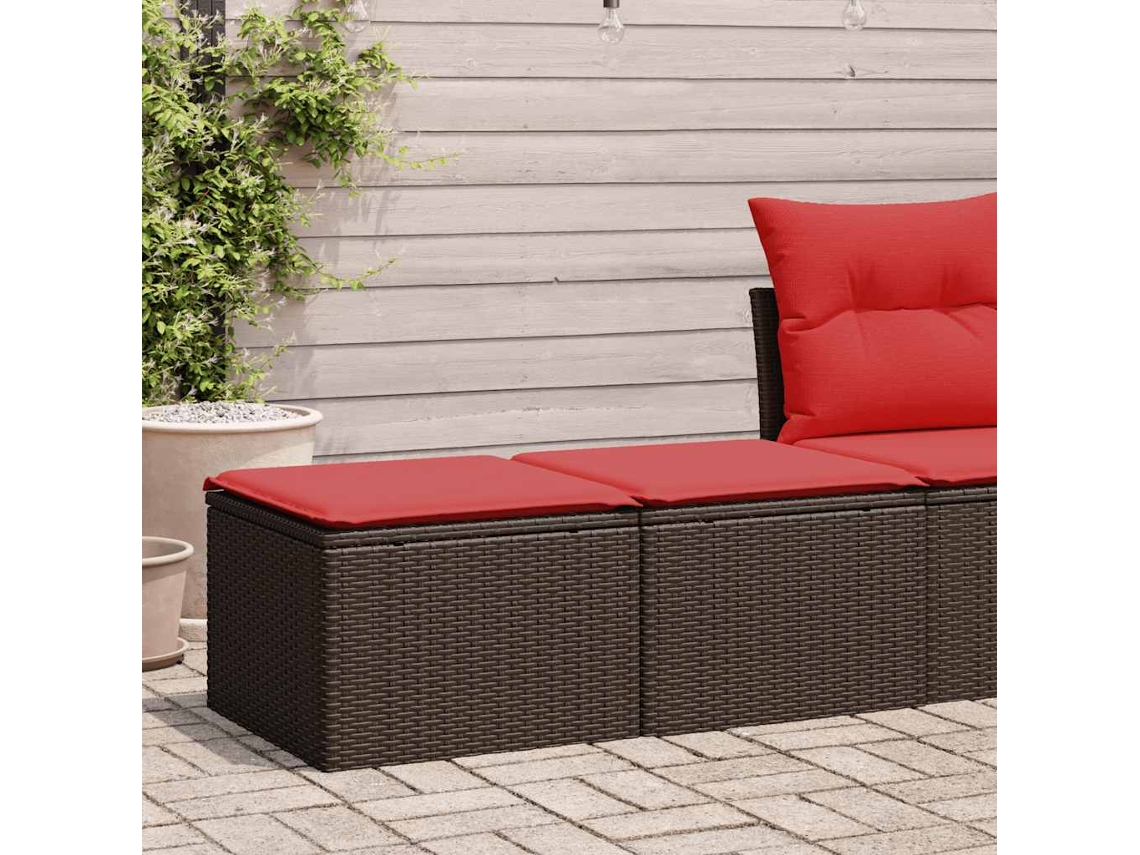 Vidaxl 2 Pcs Conj. Sofás Jardim C/ Almofadões Vime Pe/acácia Castanho