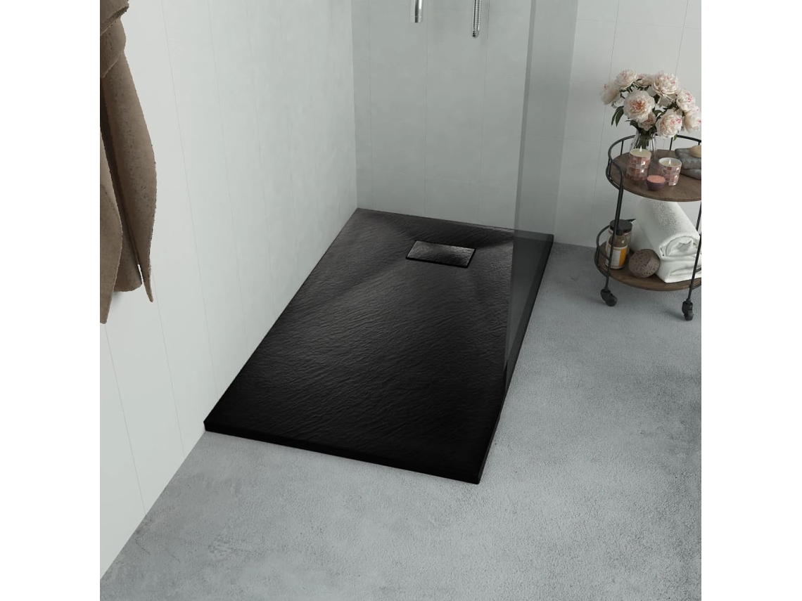 Vidaxl Base De Chuveiro Smc 100x80 Cm Preto