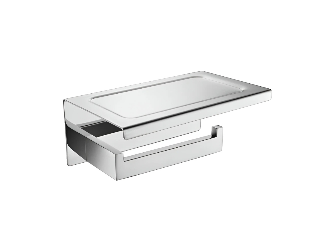 Suporte para Papel Higiênico, Aço Inoxidável, Prateleira de Parede, Cromo OEM