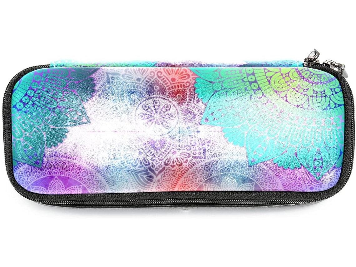 Estojo estilo indiano com estampa mandala Boêmia, grande capacidade, ideal para escola e mesa.