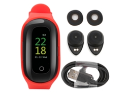 Pulseira inteligente M1 com monitoramento cardíaco e fones Bluetooth 5.0, 2 em 1 EOOCOO