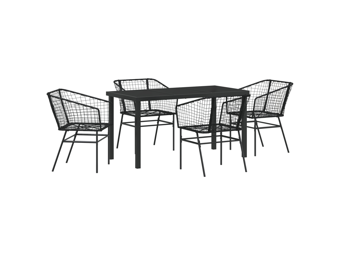 Conjunto 5 De Jantar De Jardim De Vidaxl Preto Em Rattan Poly