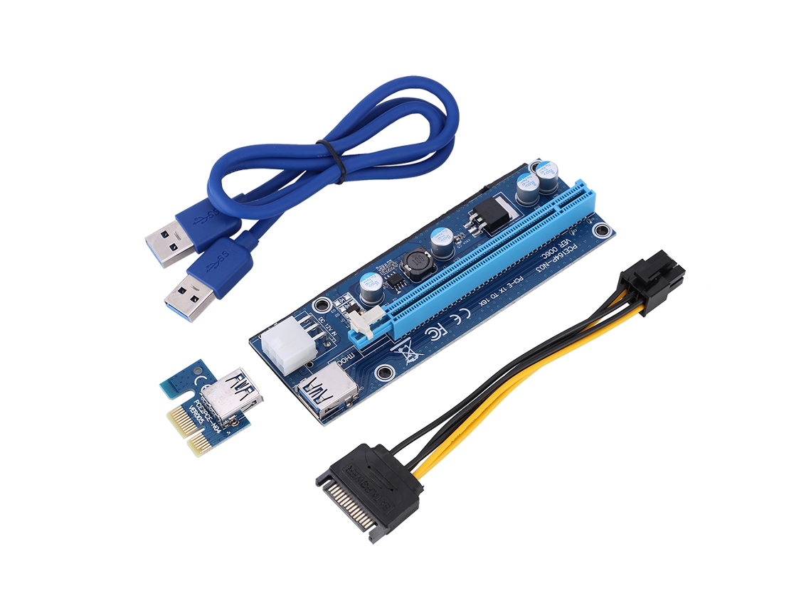 Adaptador Extensor Riser Pci-e 1x Para 16x Com Cabo Usb 3.0 E Sata