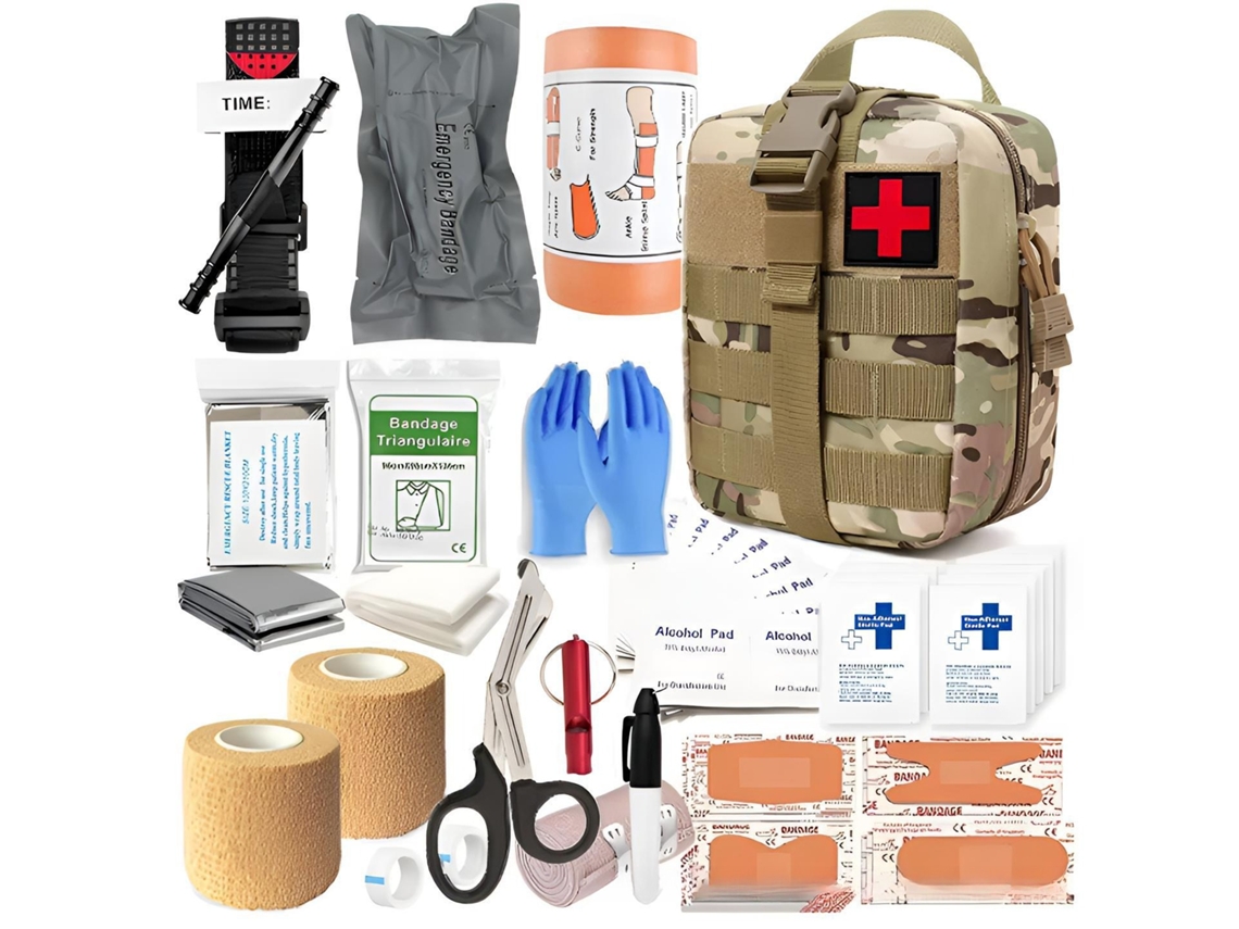 Kit Primeiros Socorros Sobrevivência Tático para Campismo e Montanhismo Camuflado HEXINYIGJLY