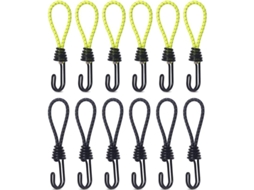2026 cuerda Elástica Resistente com Ganchos para Acampamento, Barracas e Bagagem Preto e Amarelo 16x2.4cm