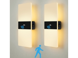 Placa De Parede Led Com Sensor De Movimento,luminária Decorativa Usb Recarregável,lâmpada Noturna Com Bateria,2 Peças 3000k Classe E Btforus